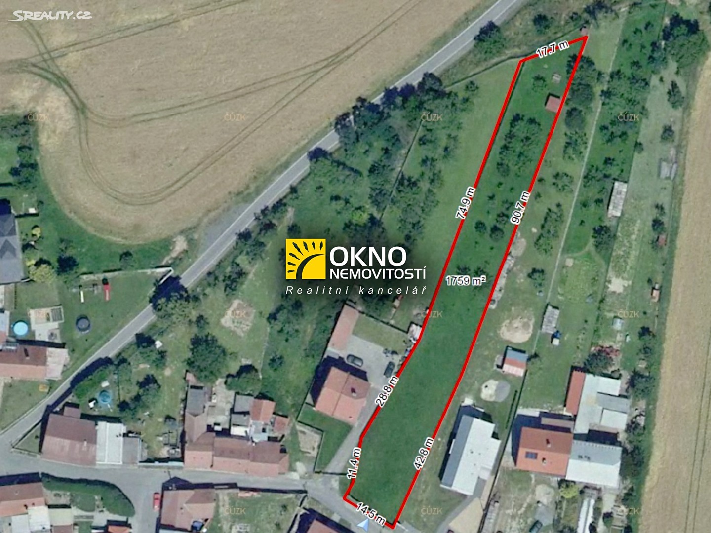 Prodej  stavebního pozemku 1 773 m², Ondratice, okres Prostějov