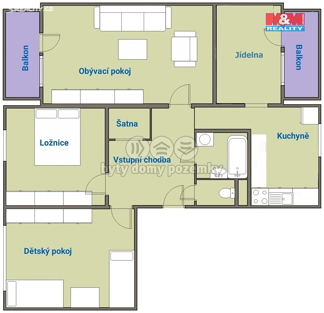 Prodej bytu 3+1 88 m², Dr. Bureše, České Budějovice - České Budějovice 2