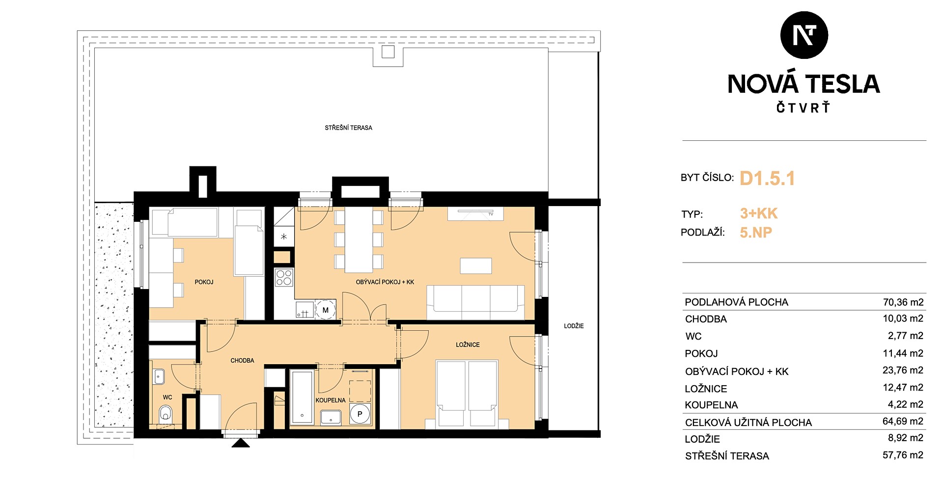 Prodej bytu 3+kk 70 m², Pardubice - Pardubičky, okres Pardubice