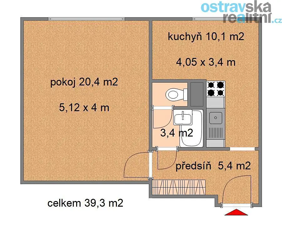 Prodej bytu 1+1 39 m², Aviatiků, Ostrava - Hrabůvka