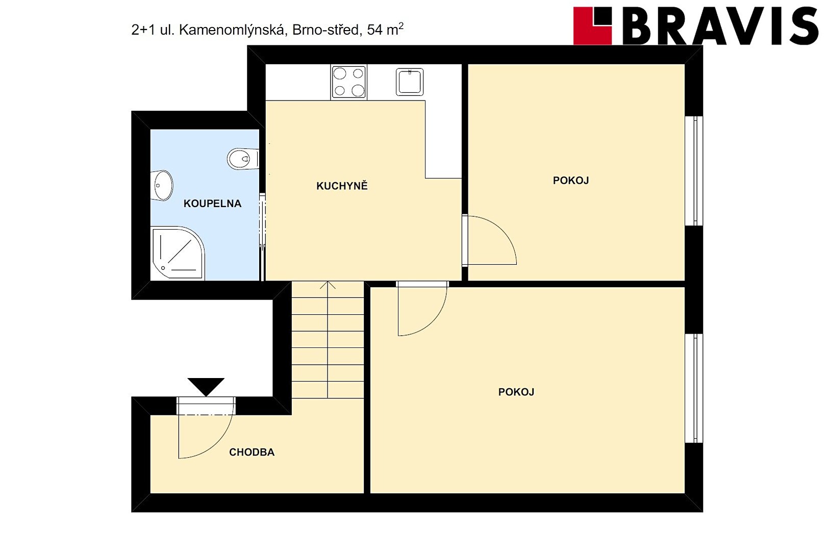 Pronájem bytu 2+1 55 m², Kamenomlýnská, Brno - Pisárky