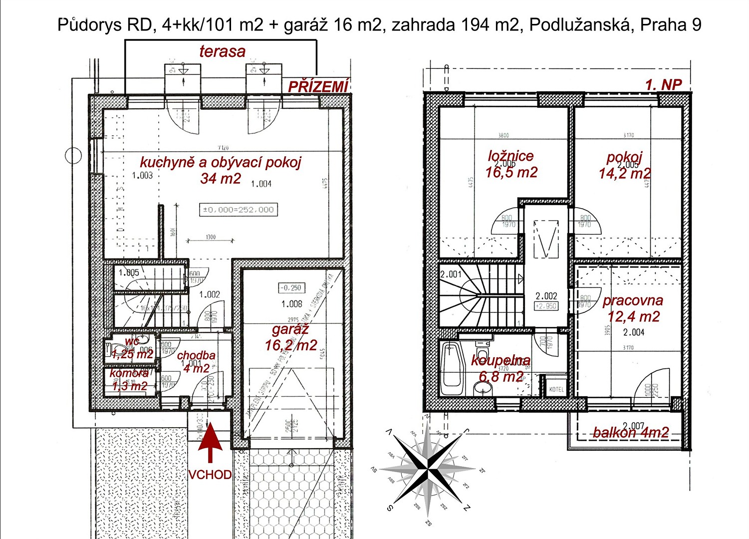 Pronájem  rodinného domu 117 m², pozemek 271 m², Podlužanská, Praha 9 - Újezd nad Lesy