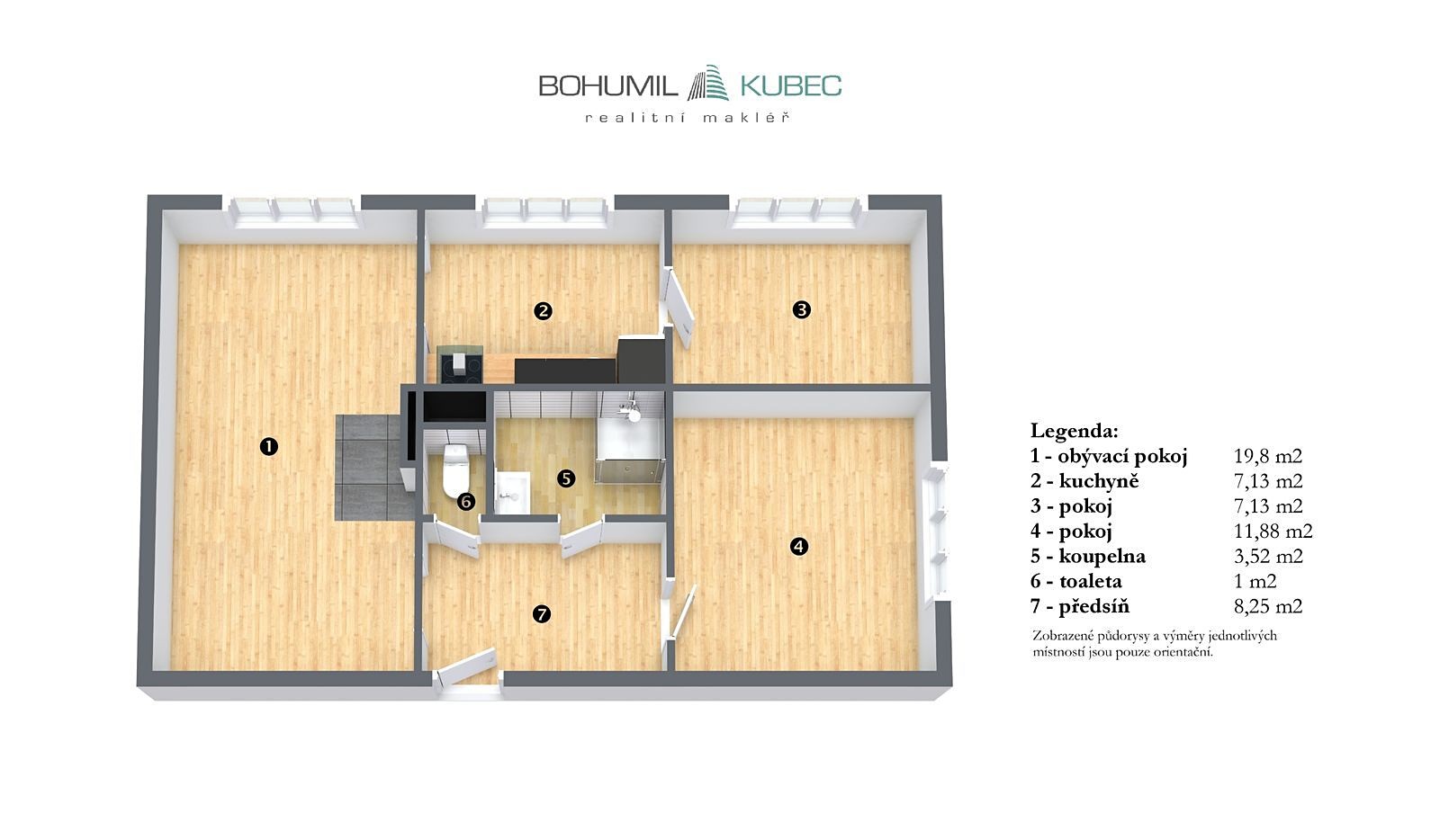 Prodej bytu 3+1 61 m², Podolí I - Podolsko, okres Písek