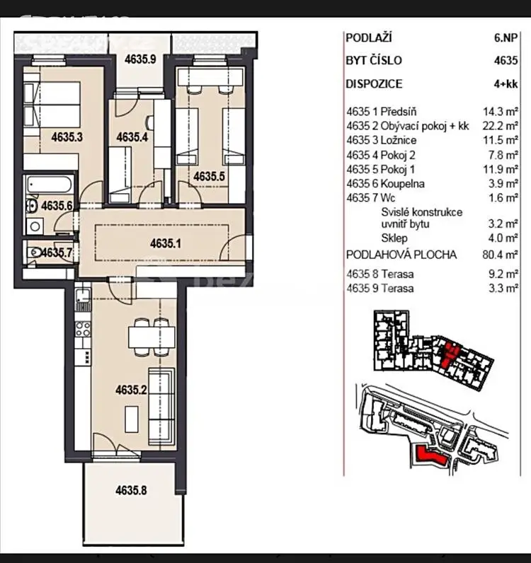 Pronájem bytu 4+kk 92 m², Škrábkových, Praha 9 - Letňany