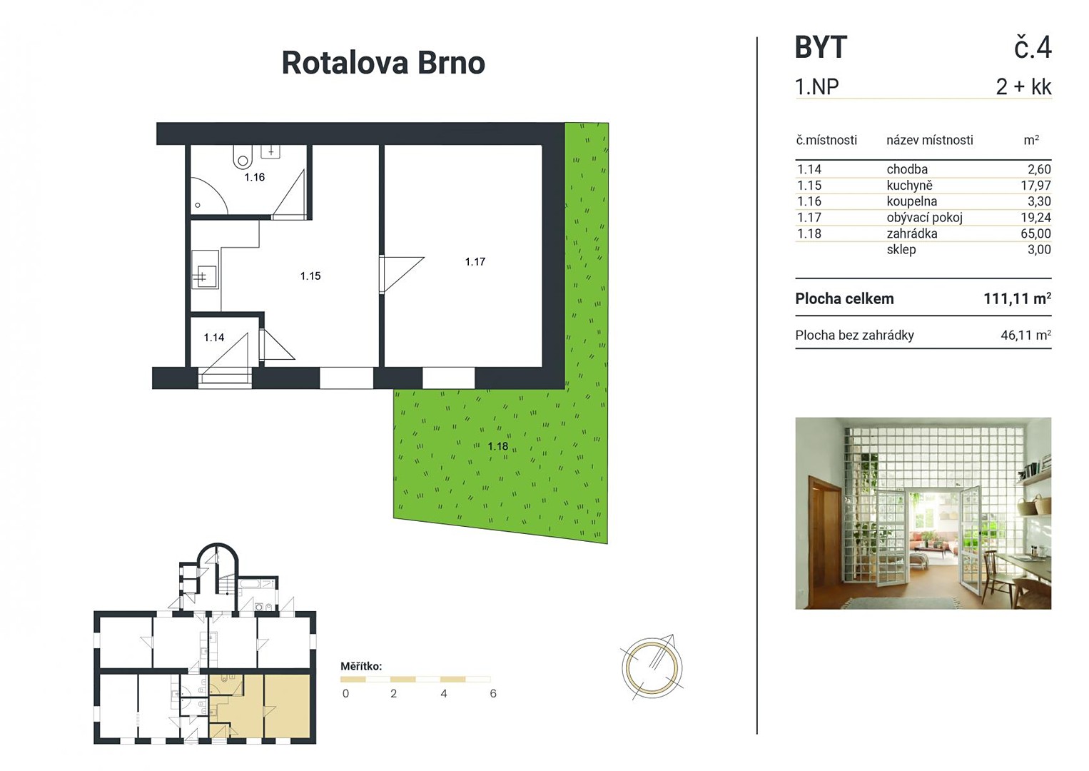 Prodej bytu 2+kk 43 m², Rotalova, Brno - Husovice