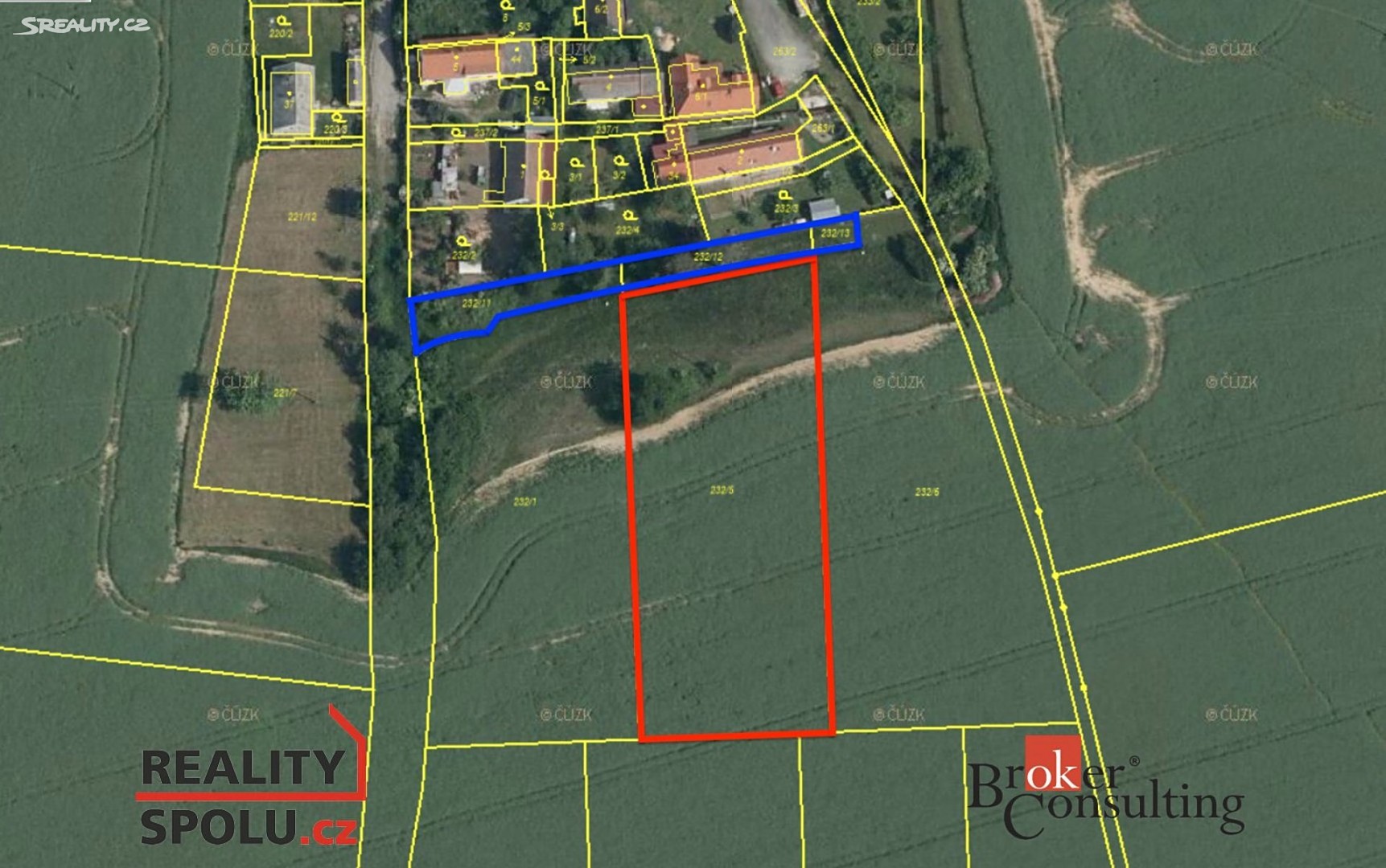 Prodej  stavebního pozemku 3 708 m², Všeruby - Popovice, okres Plzeň-sever