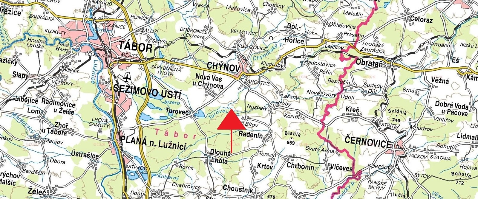 Prodej  louky 1 928 m², Chýnov, okres Tábor