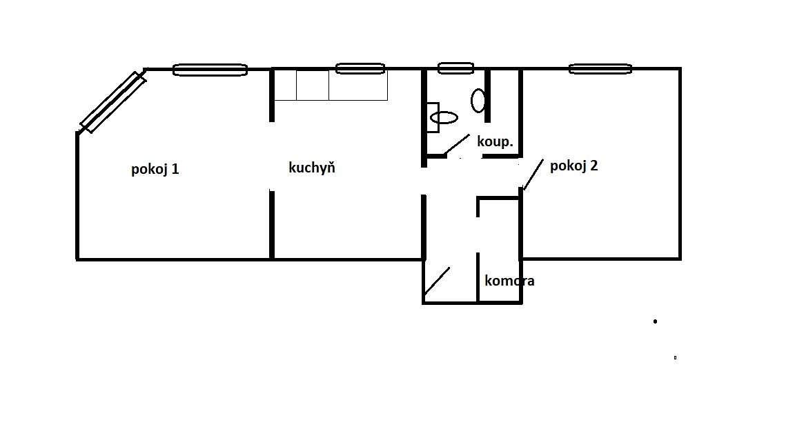 Pronájem bytu 2+1 54 m², Míru, Duchcov
