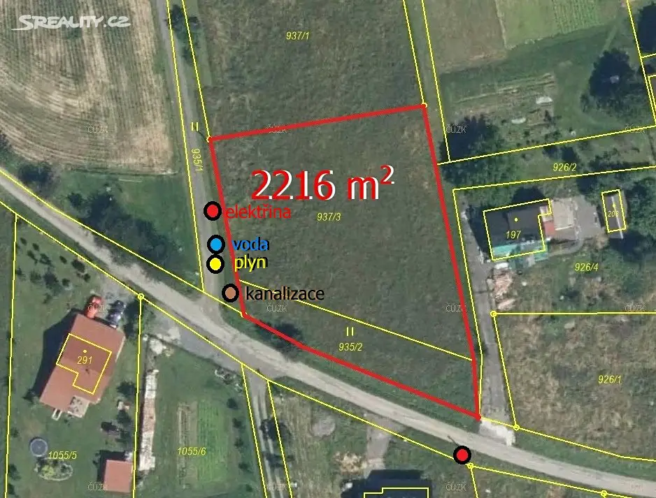 Prodej  stavebního pozemku 2 216 m², Dolní Tošanovice, okres Frýdek-Místek