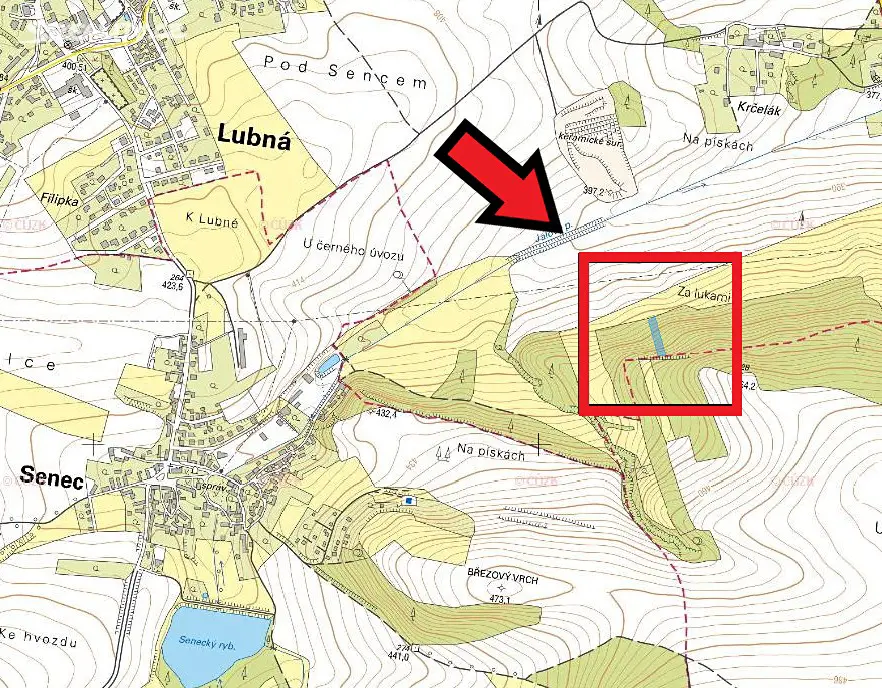 Prodej  lesa 754 m², Lubná, okres Rakovník