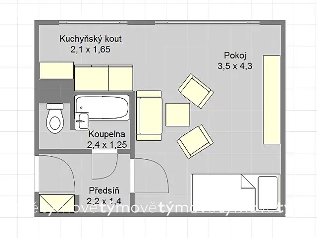 Prodej bytu 1+kk 30 m², Křičkova, Pardubice - Polabiny
