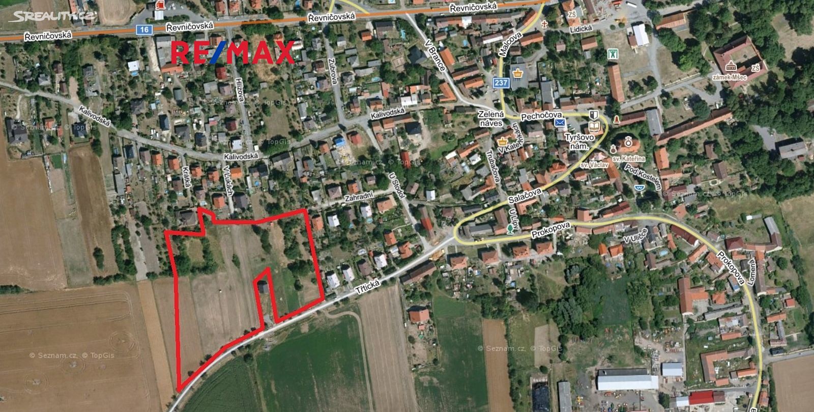 Prodej  stavebního pozemku 4 500 m², Krátká, Mšec