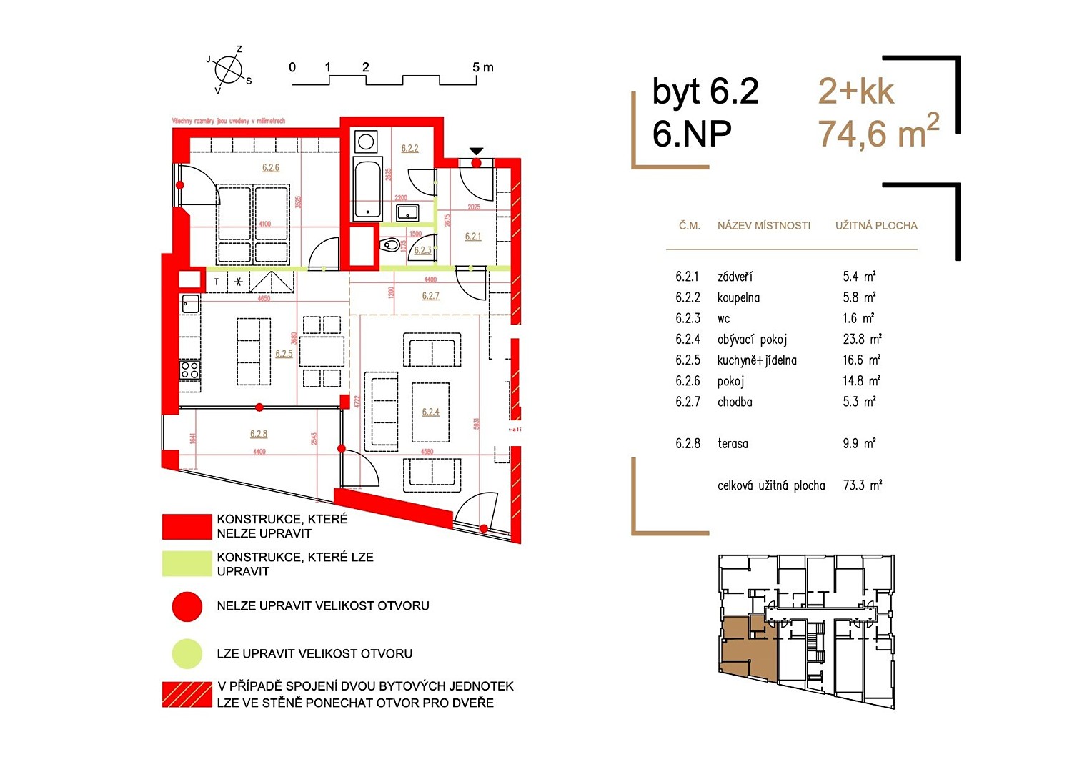 Prodej bytu 2+kk 73 m², Seifertova, Přerov - Přerov I-Město