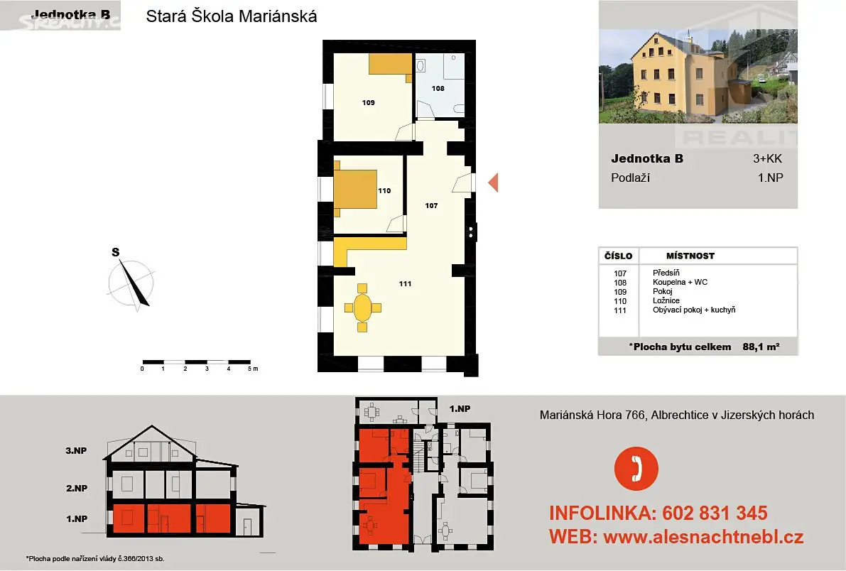 Prodej bytu 3+kk 76 m², Albrechtice v Jizerských horách - Mariánská Hora, okres Jablonec nad Nisou