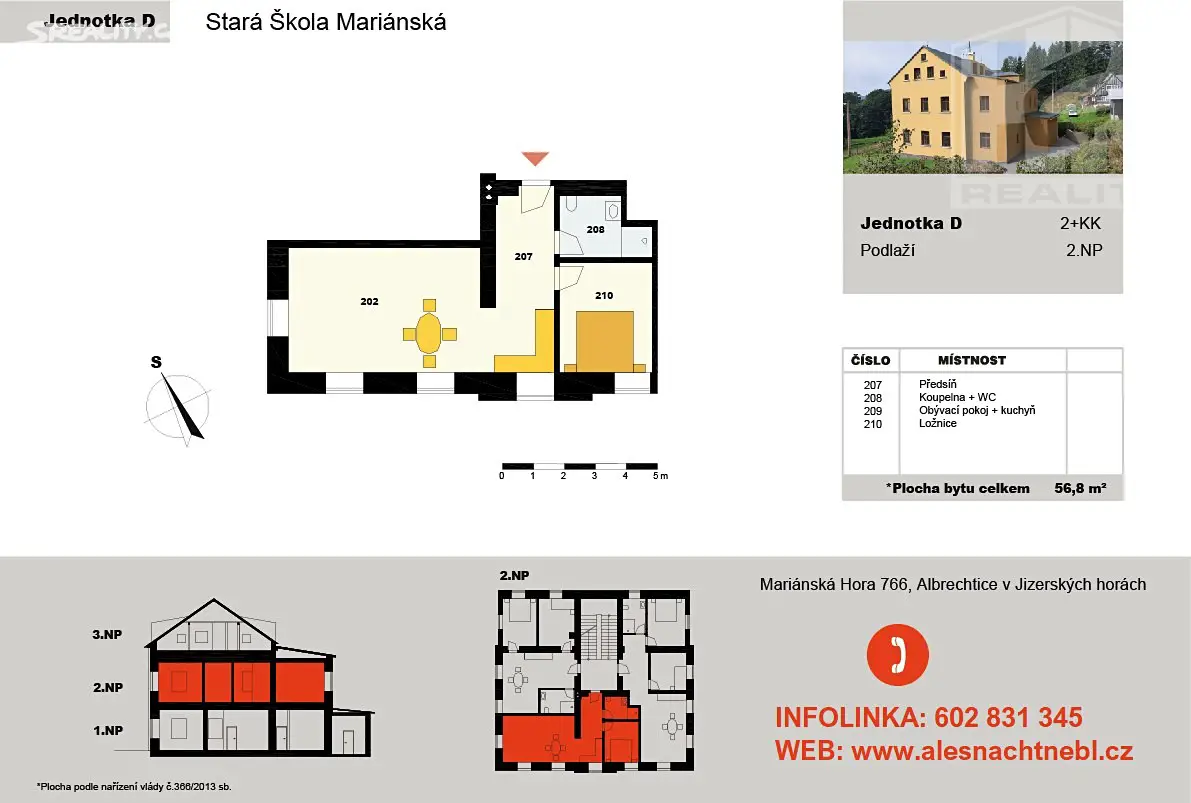 Prodej bytu 2+kk 57 m², Albrechtice v Jizerských horách - Mariánská Hora, okres Jablonec nad Nisou