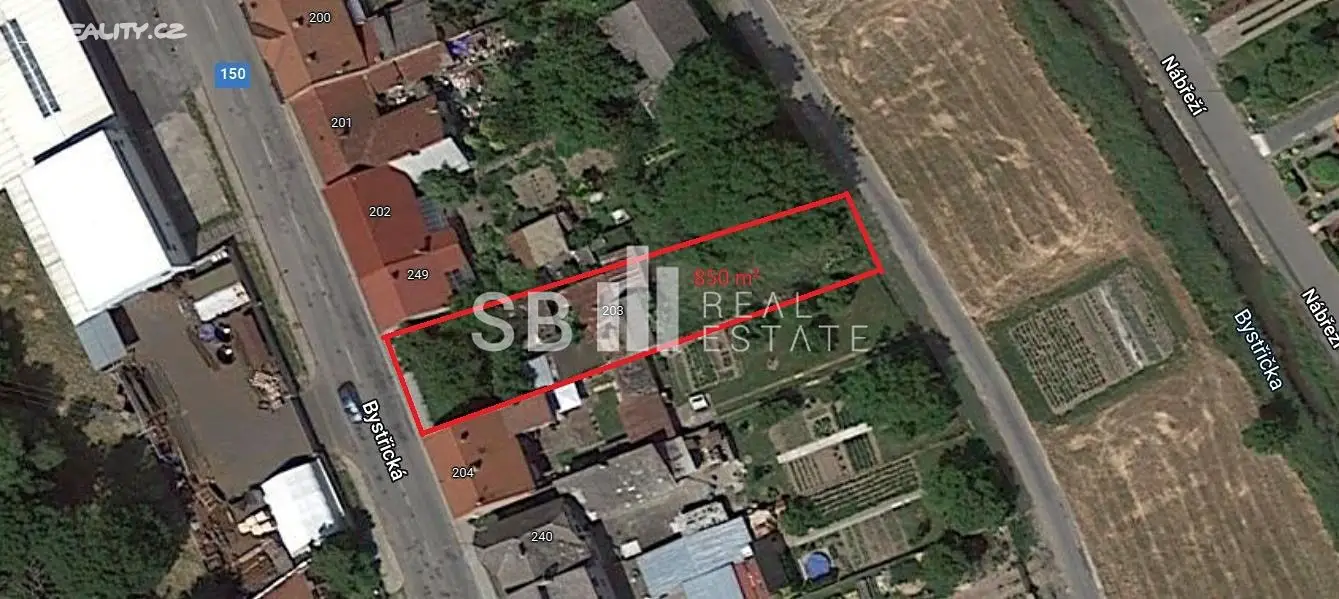 Prodej  stavebního pozemku 850 m², Bystřická, Dřevohostice