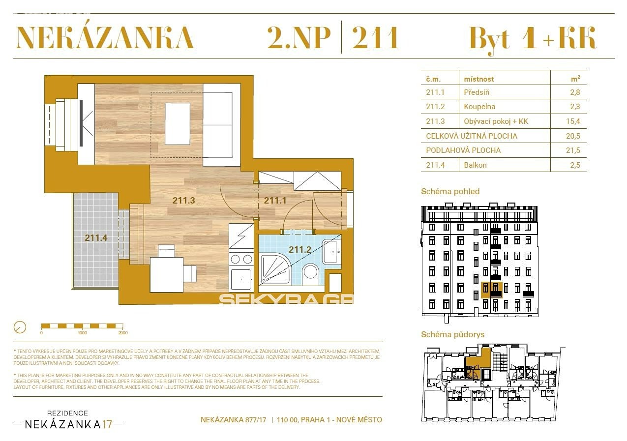 Prodej bytu 1+kk 20 m² (Podkrovní), Nekázanka, Praha 1 - Nové Město