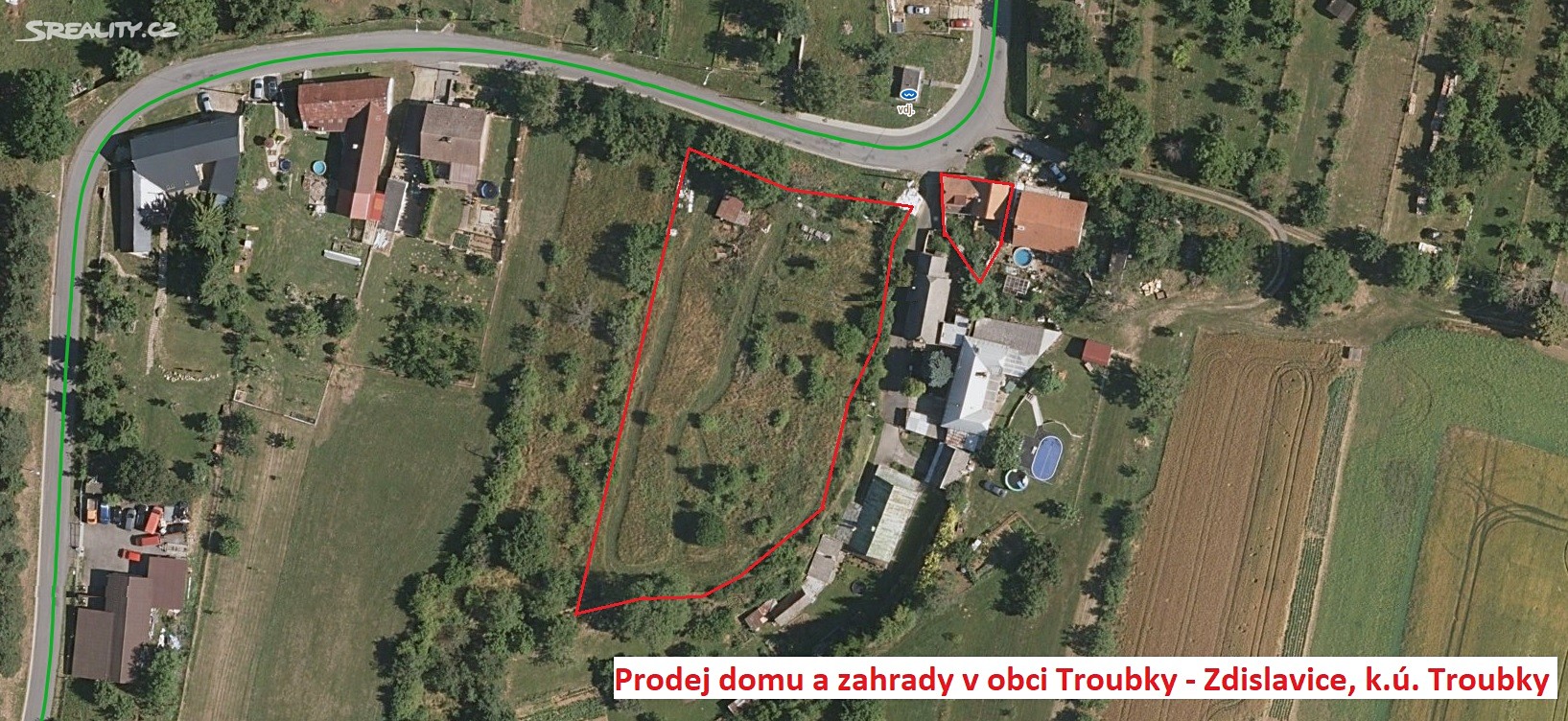 Prodej  stavebního pozemku 3 902 m², Troubky-Zdislavice - Troubky, okres Kroměříž