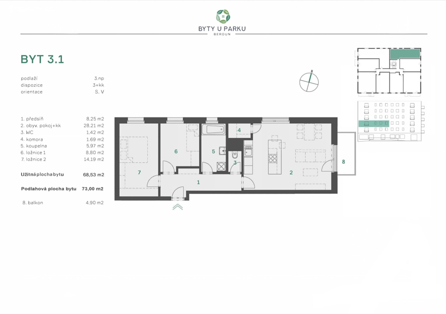 Prodej bytu 3+kk 68 m², Na Náhonu, Beroun - Beroun-Město