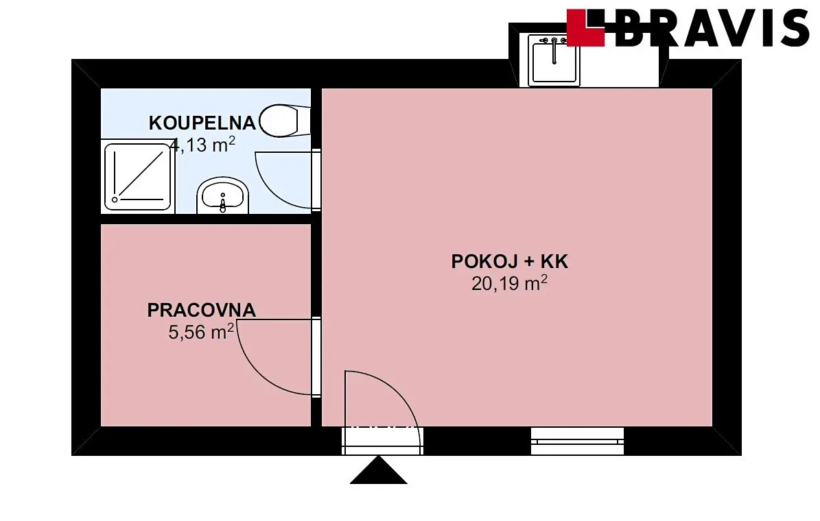 Pronájem bytu 2+kk 34 m², Bayerova, Brno - Veveří