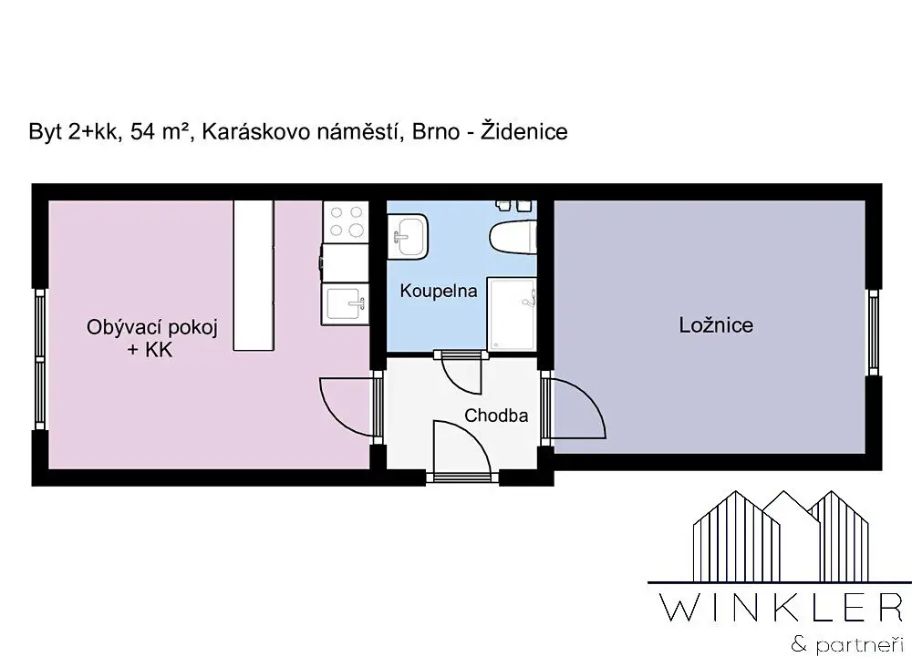 Pronájem bytu 2+kk 54 m², Karáskovo náměstí, Brno - Židenice
