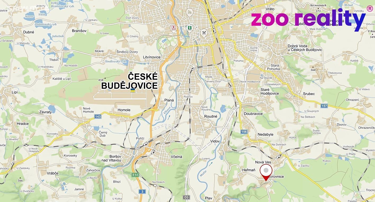 Prodej  stavebního pozemku 1 205 m², Borovnice, okres České Budějovice