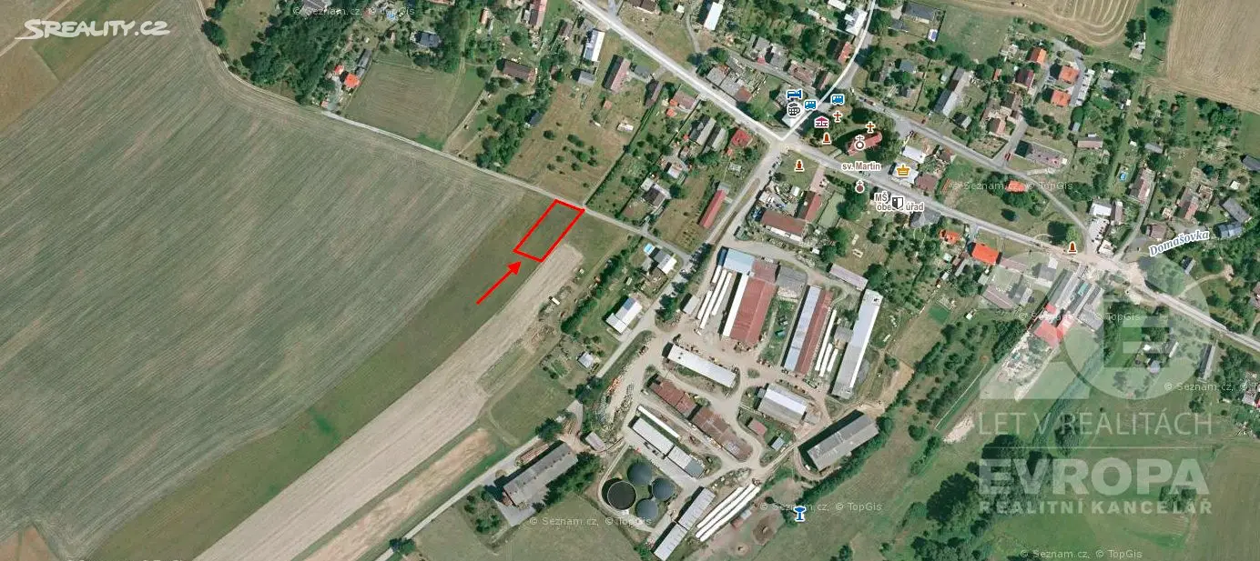 Prodej  stavebního pozemku 1 400 m², Domašov u Šternberka, okres Olomouc