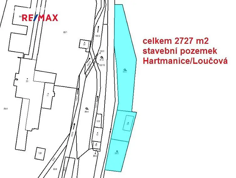 Prodej  stavebního pozemku 2 727 m², Hartmanice - Světlá, okres Klatovy