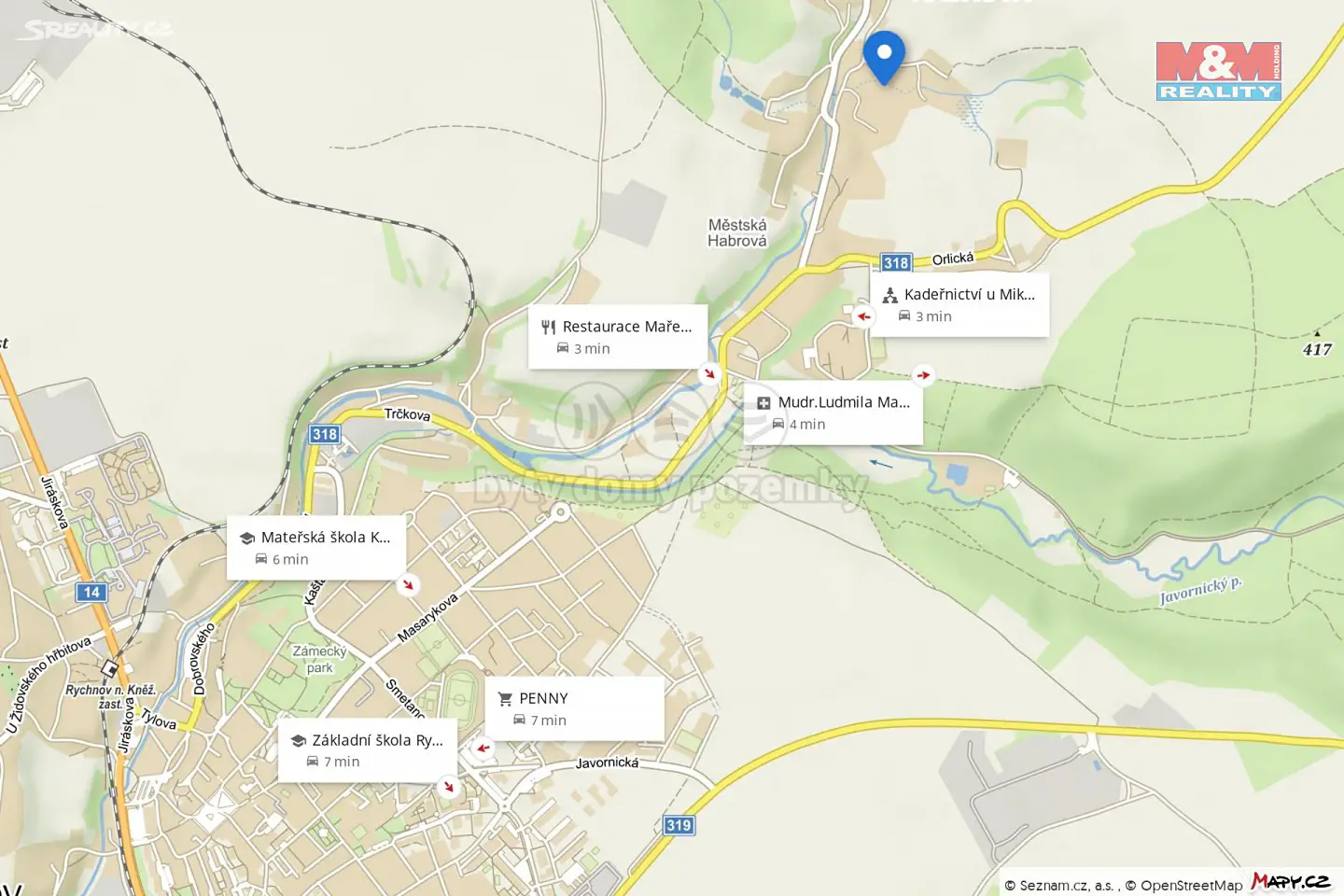Prodej  stavebního pozemku 1 343 m², Rychnov nad Kněžnou - Panská Habrová, okres Rychnov nad Kněžnou