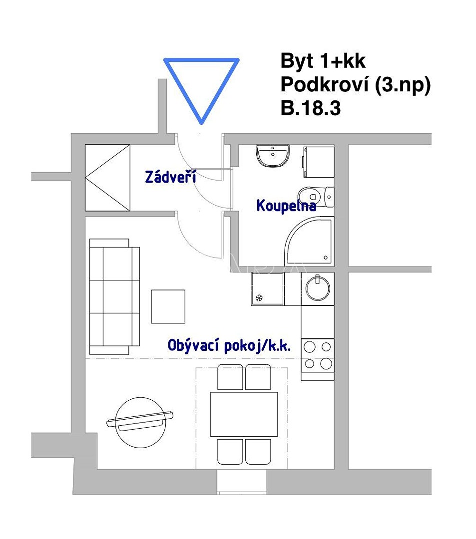 Pronájem bytu 1+kk 25 m² (Podkrovní), Pražská, Neratovice - Byškovice