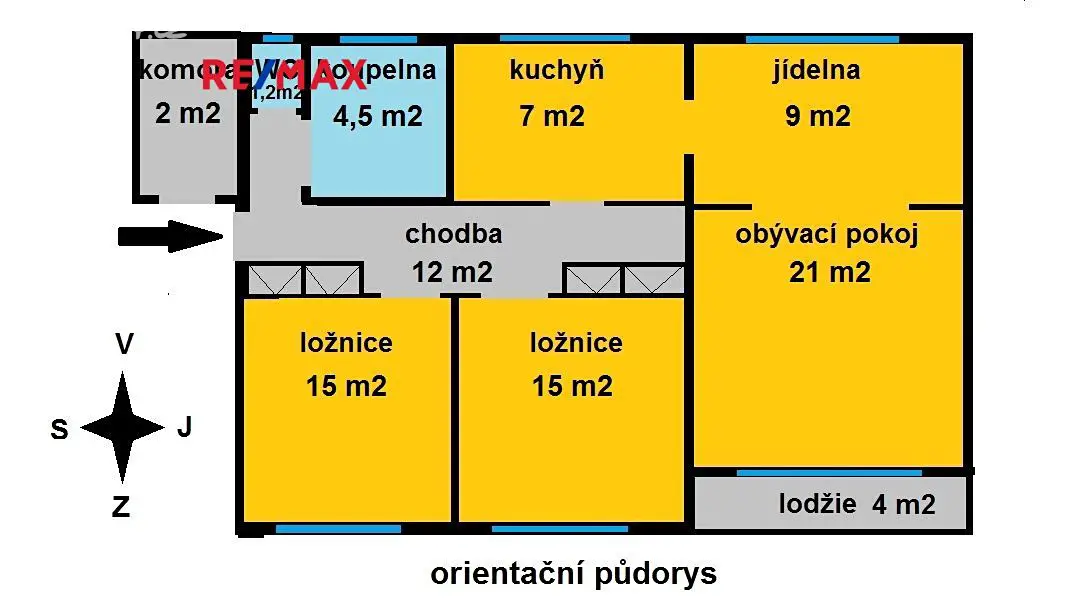 Pronájem bytu 3+1 90 m², Dlabačova, Nymburk