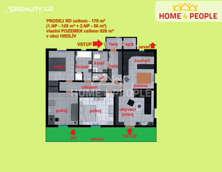 Prodej  rodinného domu 170 m², pozemek 826 m², Hrdlív, okres Kladno