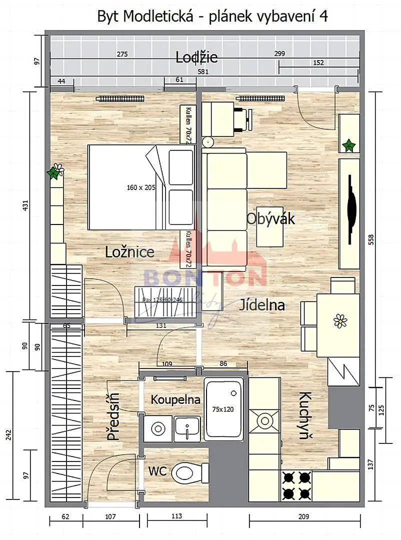 Prodej bytu 2+kk 51 m², Modletická, Praha 4 - Chodov