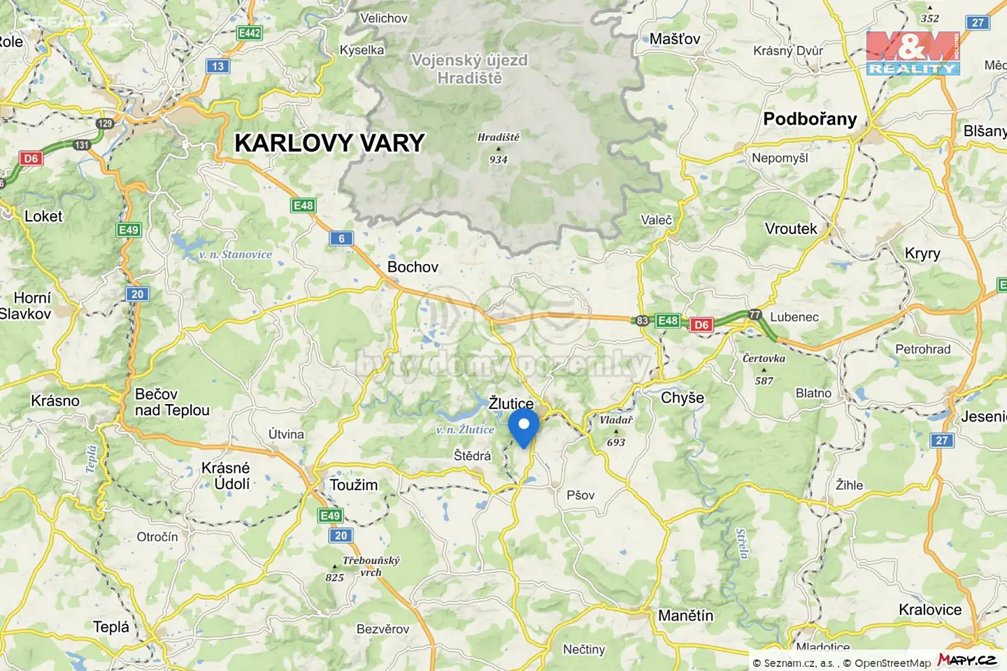 Prodej  stavebního pozemku 1 149 m², Pšov - Semtěš, okres Karlovy Vary