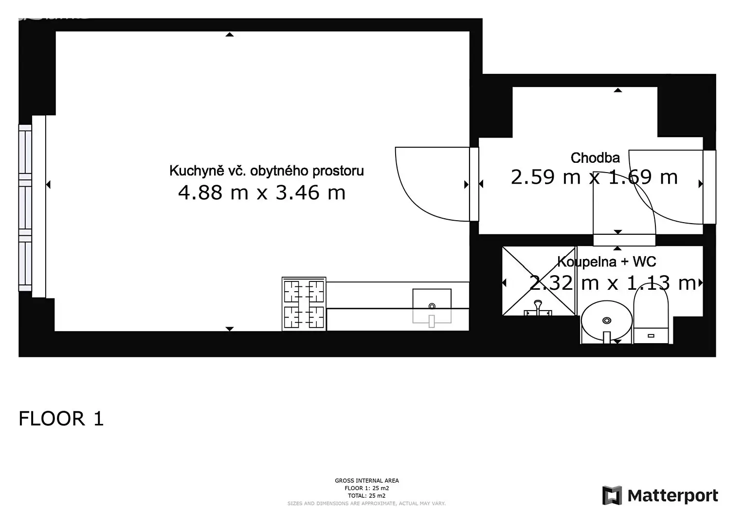 Pronájem bytu 1+kk 25 m², Za Strašnickou vozovnou, Praha 10 - Strašnice