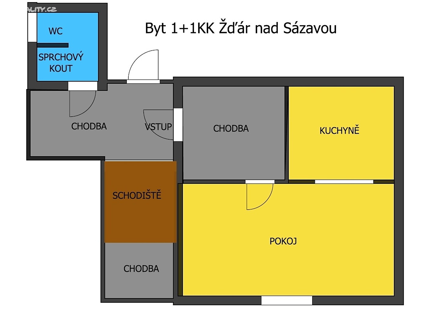 Pronájem bytu 1+kk 27 m², Žďár nad Sázavou, okres Žďár nad Sázavou