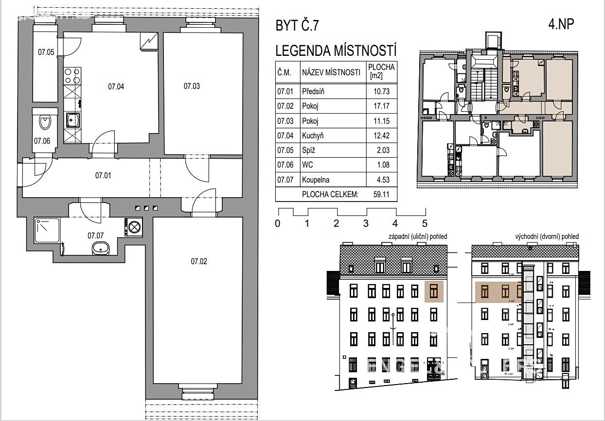 Pronájem bytu 3+kk 58 m², Chlumova, Praha 3 - Žižkov