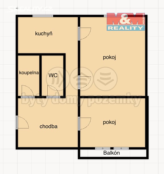 Pronájem bytu 2+1 55 m², Mírová, Rychnov nad Kněžnou