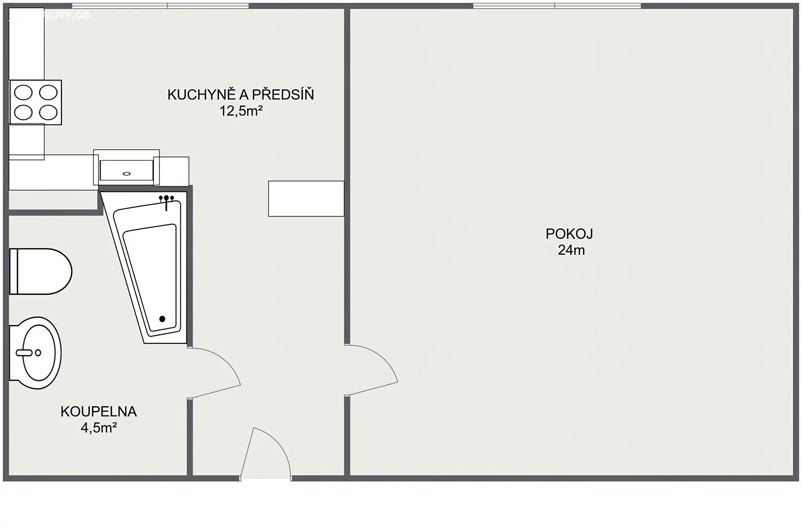 Pronájem bytu 2+kk 41 m², Legií, Řevnice