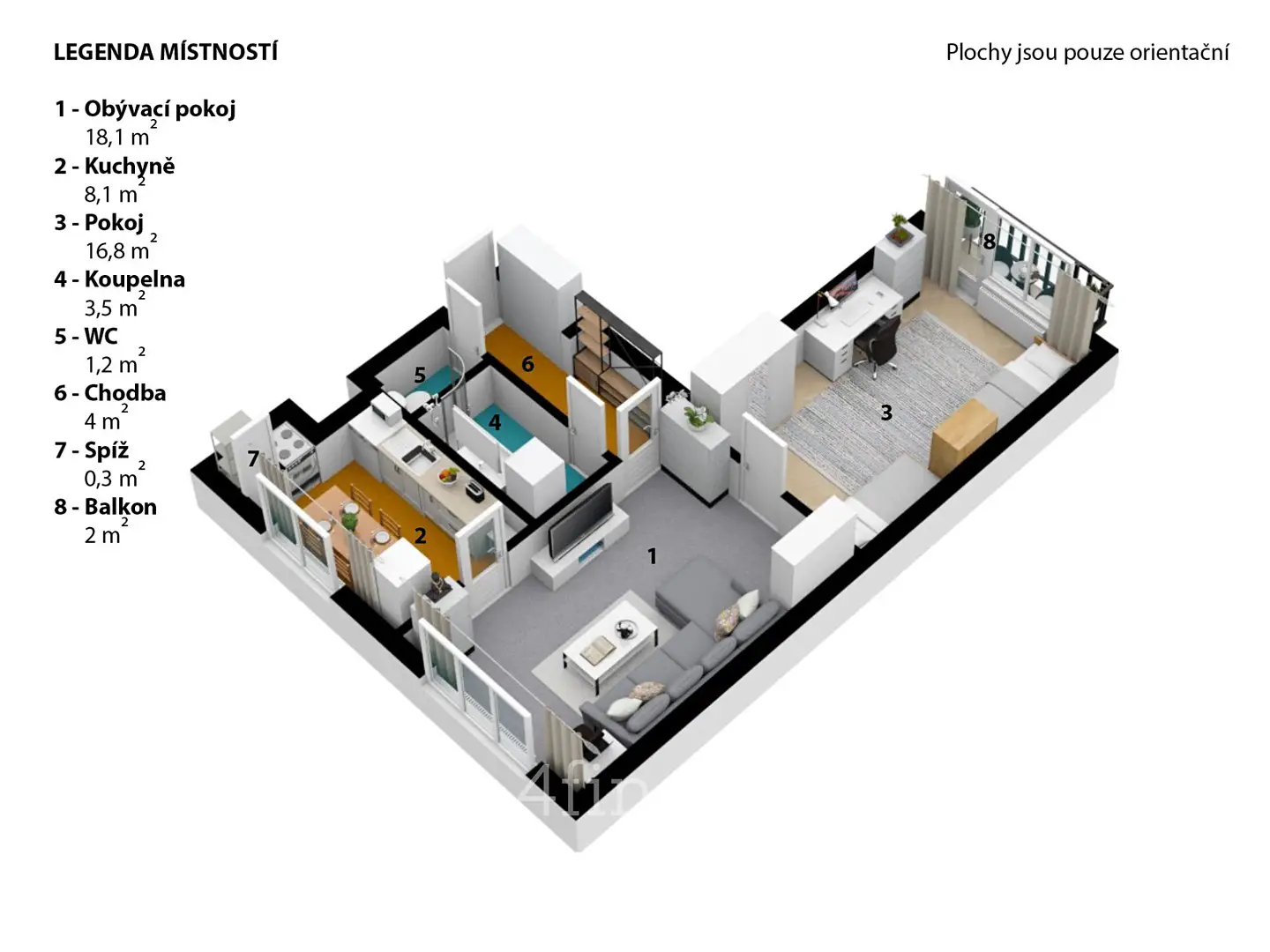 Prodej bytu 2+1 54 m², Sídliště, Krupka