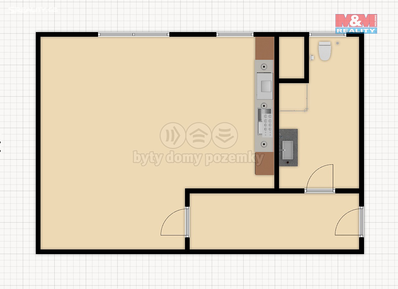 Pronájem bytu 1+kk 33 m², Ruská, Náchod