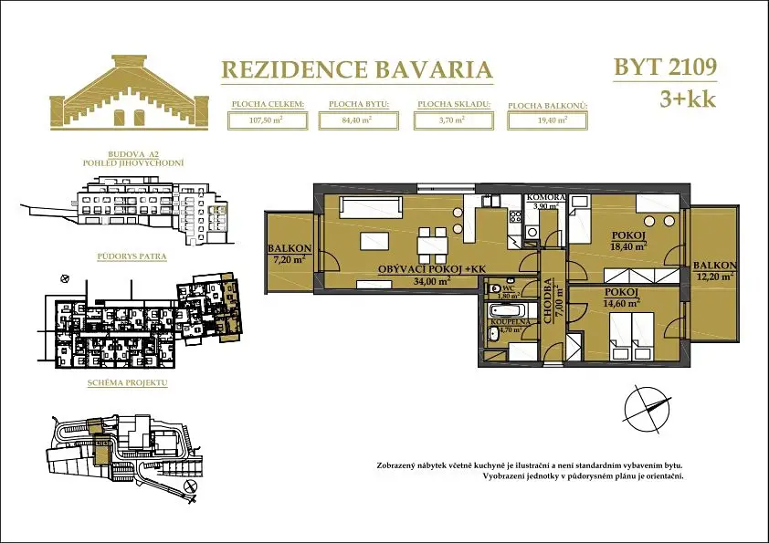 Prodej bytu 3+kk 108 m², Brno - Jehnice, okres Brno-město