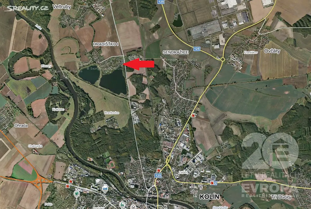Prodej  komerčního pozemku 4 008 m², Veltruby - Hradišťko I, okres Kolín