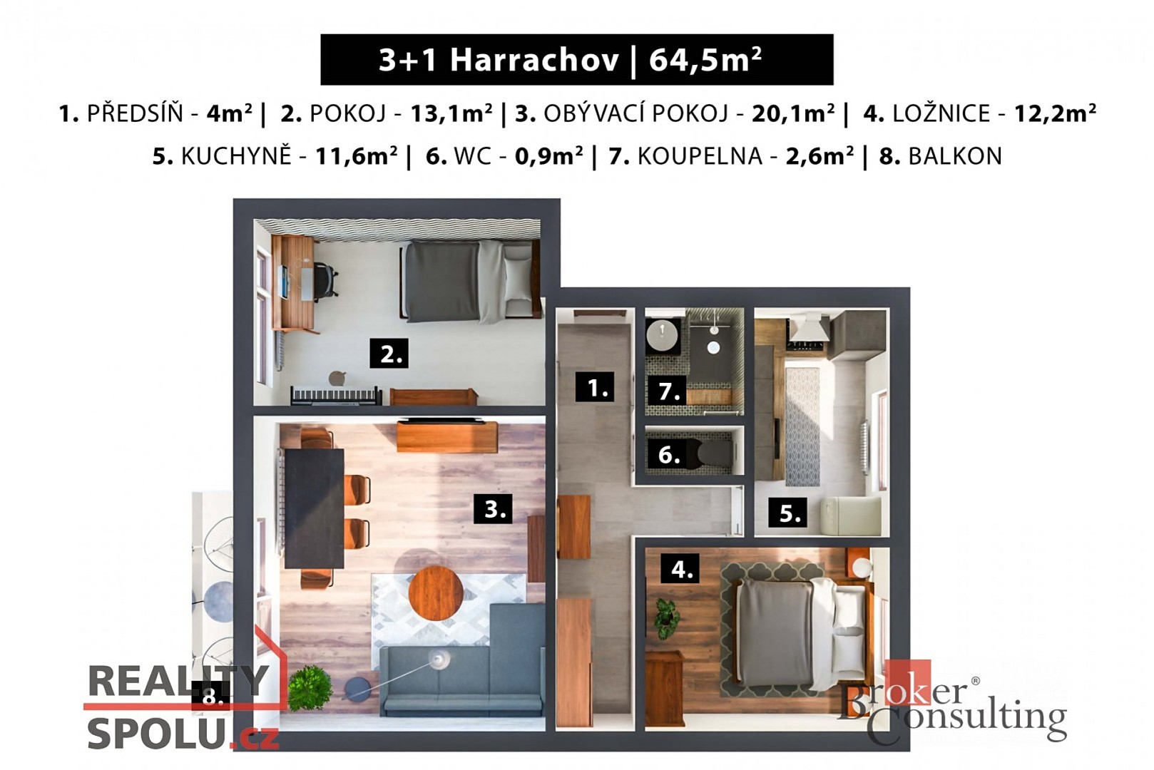 Prodej bytu 3+1 71 m², Harrachov, okres Jablonec nad Nisou