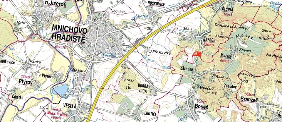 Prodej  pole 14 686 m², Mnichovo Hradiště, okres Mladá Boleslav