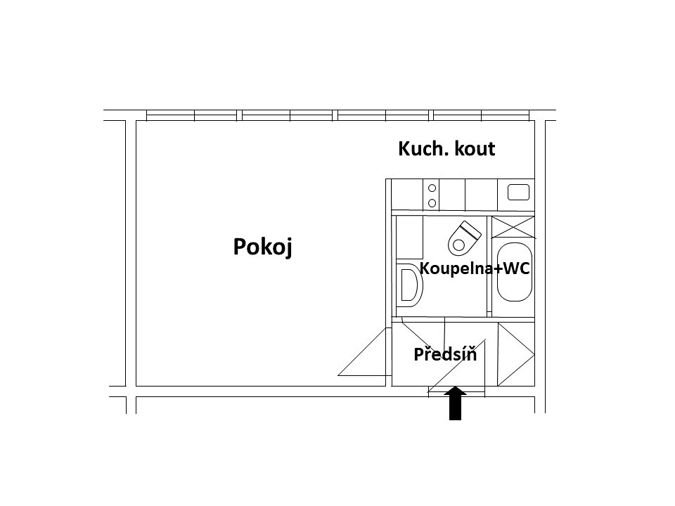 Pronájem bytu 1+kk 26 m², Polní, Hradec Králové - Slezské Předměstí