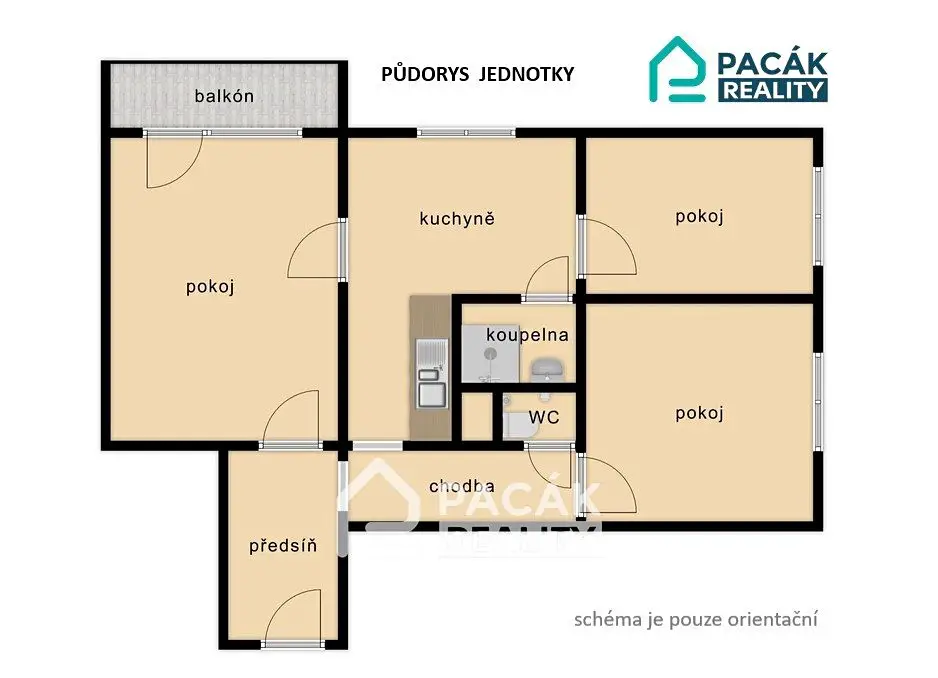 Pronájem bytu 3+1 66 m², Kmochova, Olomouc - Nová Ulice
