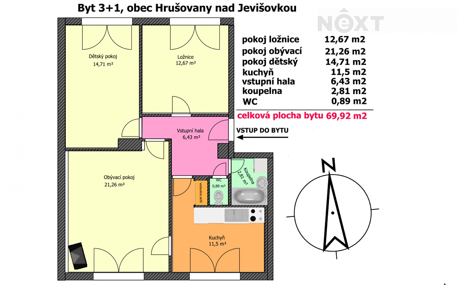 Prodej bytu 3+1 79 m², 9. května, Hrušovany nad Jevišovkou