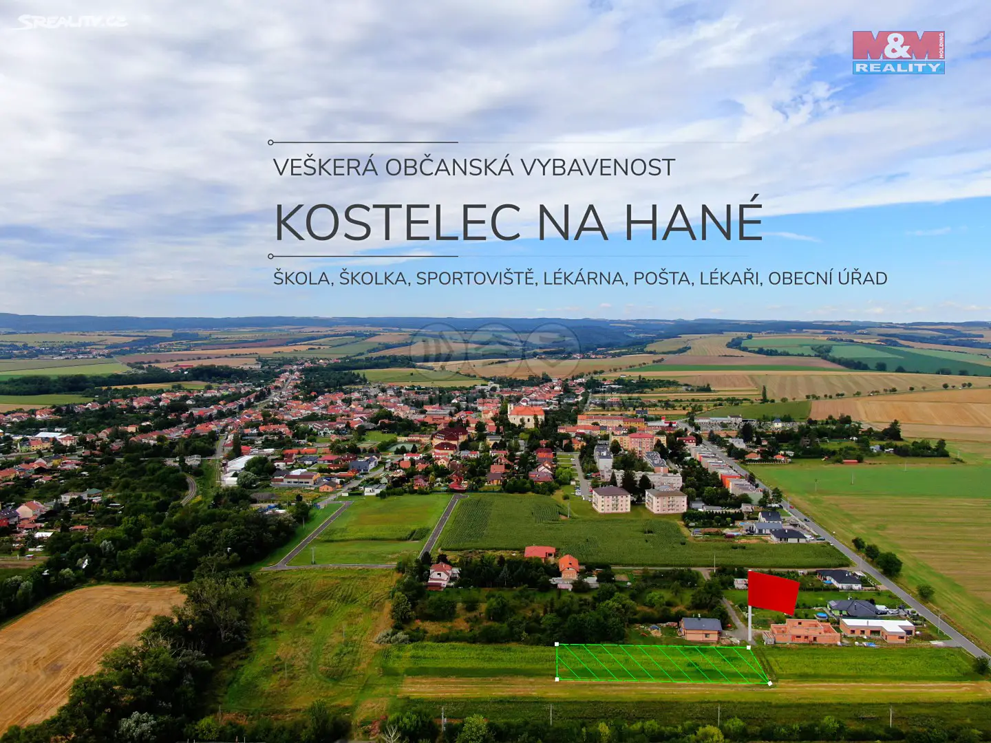 Prodej  stavebního pozemku 1 697 m², Kostelec na Hané, okres Prostějov