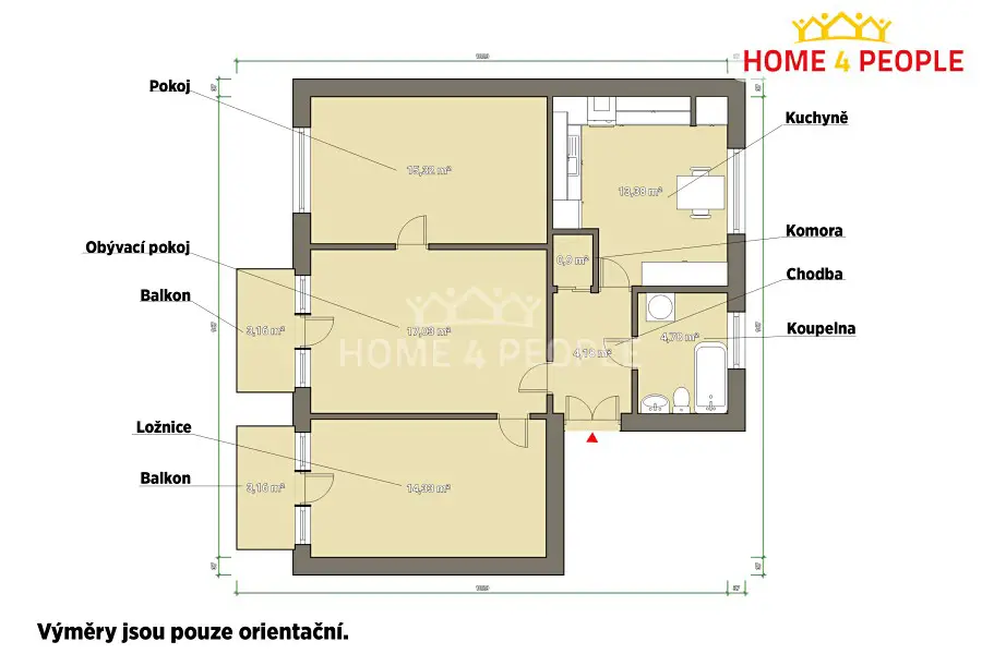 Prodej bytu 3+1 85 m², Tyršova, Poděbrady - Poděbrady III